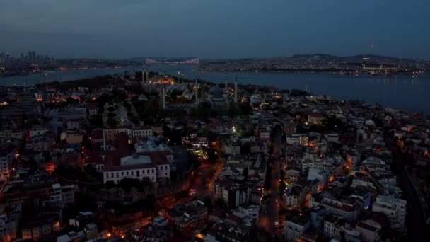 Zbor Turcia Istanbul Dronă Deasupra Orașului Moschee Case Repere Istanbul — Videoclip de stoc