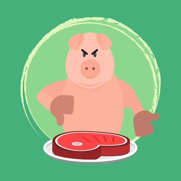 Angry pig and no pork — Stock Vector