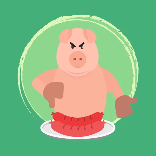 Porco zangado e sem salsicha —  Vetores de Stock