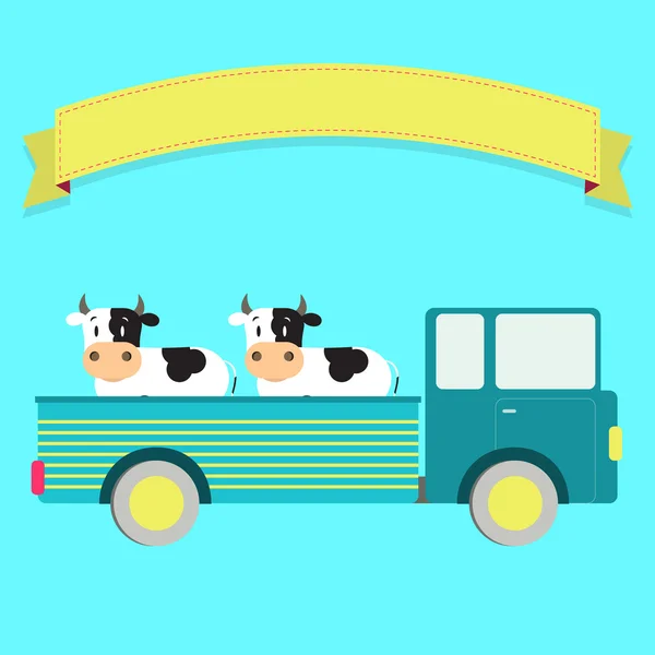 Truck with cows — Stock Vector