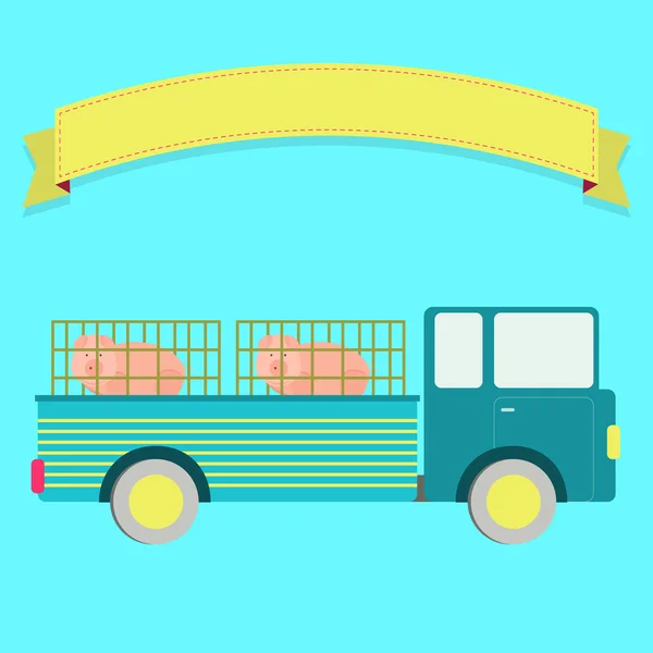 Truck with pigs — Stock Vector