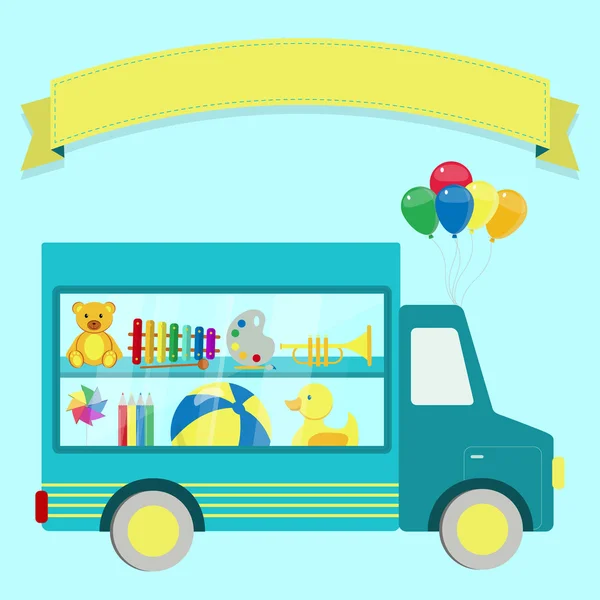 Truck with toys — Stock Vector