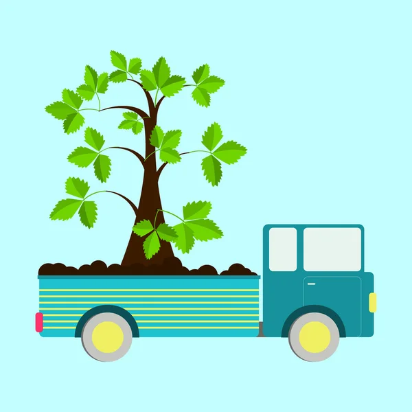 Camión con árbol — Vector de stock