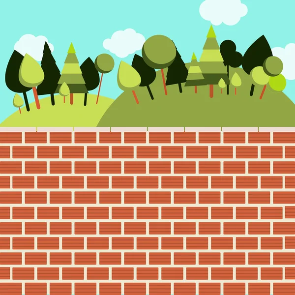 Bosque detrás de la pared — Vector de stock