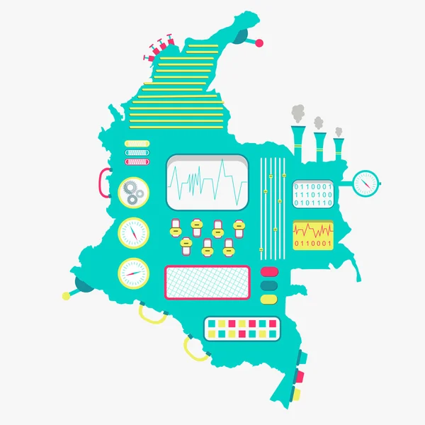 Mapa de Colombia máquina — Vector de stock