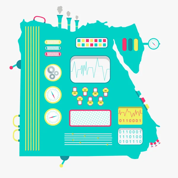 Mapa Egiptu maszyny — Wektor stockowy