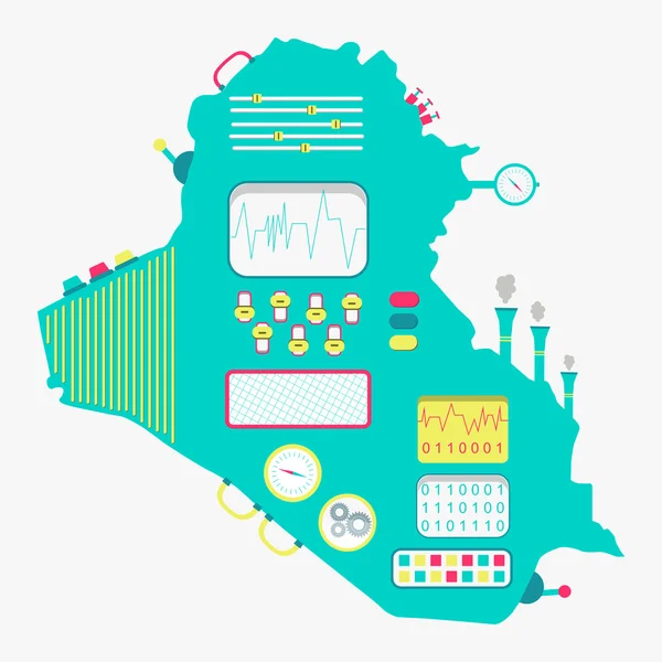 La mappa di Iraq macchina — Vettoriale Stock