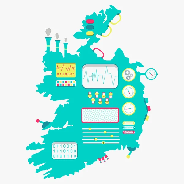 Mapa Irska stroje — Stockový vektor