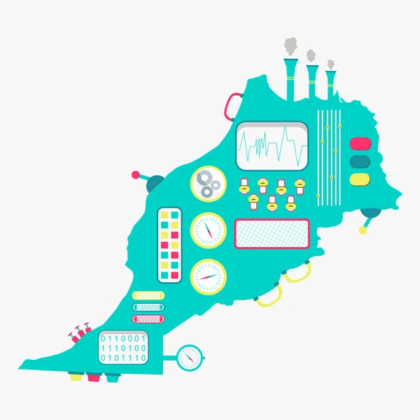 匹配的摩洛哥机电子地图 — 图库矢量图片