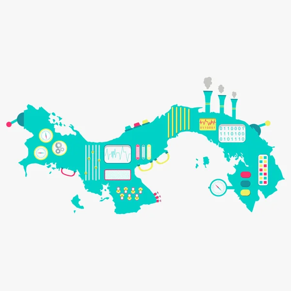 Mapa de Panamá máquina — Vector de stock