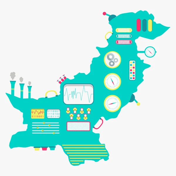 Mapa de Pakistán máquina — Archivo Imágenes Vectoriales