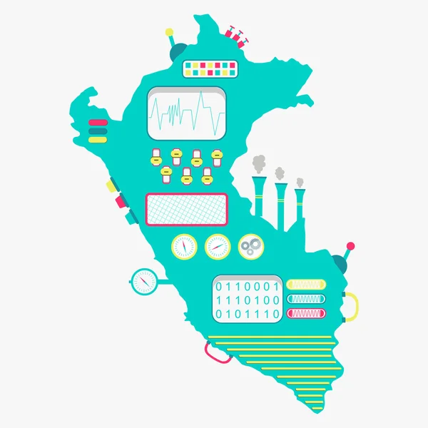 Mapa de Perú máquina — Vector de stock