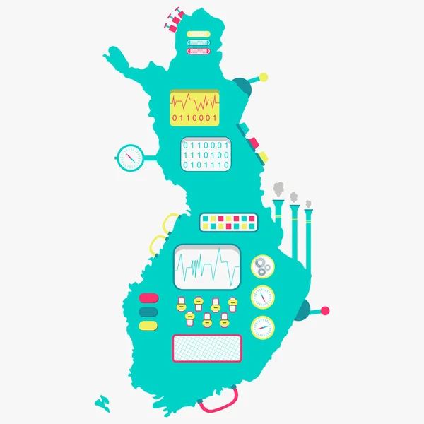 Carte de Finlande machine — Image vectorielle