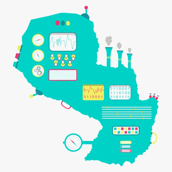 Mapa de Paraguay máquina — Vector de stock