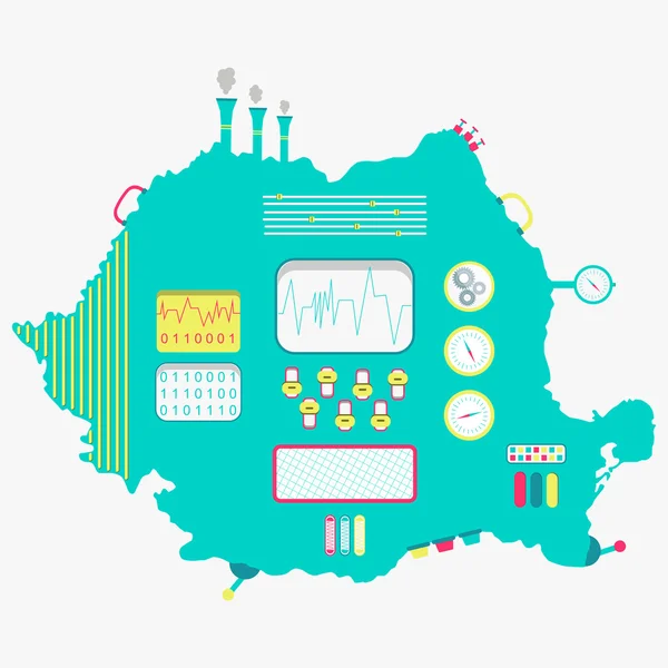 Mapa de Rumania máquina — Vector de stock