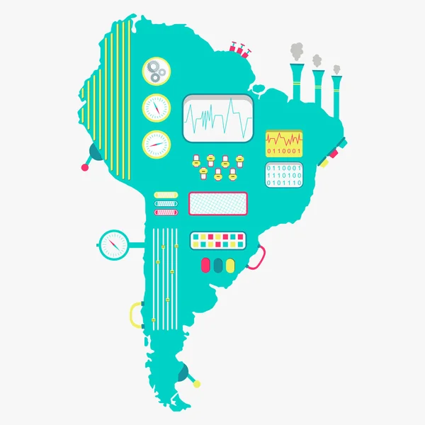 Χάρτης Νότιας Αμερικής μηχάνημα — Διανυσματικό Αρχείο