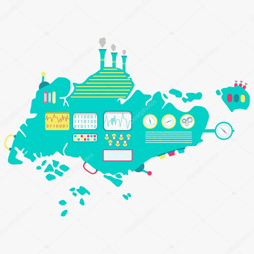 Map of Singapore machine — Stock Vector © drical 114130484