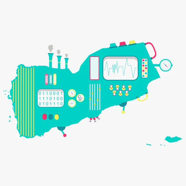 Mapa da máquina do Iêmen — Vetor de Stock