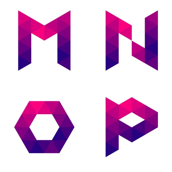 Series of geometric letters m, n, o, p — Stock Vector