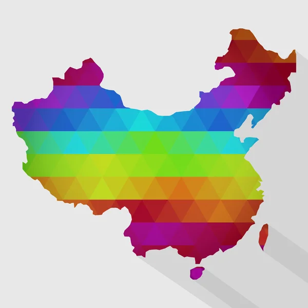 Mapa Číny barevné — Stockový vektor