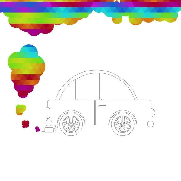 Car releasing colored smoke — Stock Vector