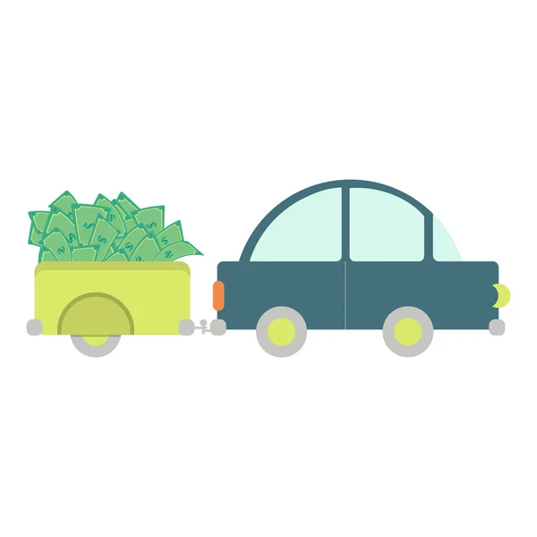 Car with money — Stock Vector