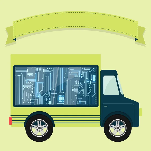 Camion électronique et technologique — Image vectorielle