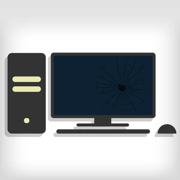 Gebroken pc-monitor — Stockvector