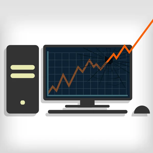 Grafik zerbricht den PC-Monitor — Stockvektor