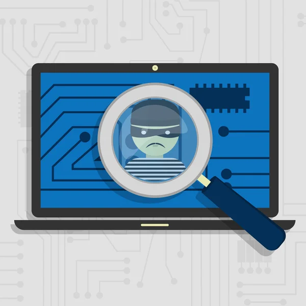 Malware detectado no laptop — Vetor de Stock