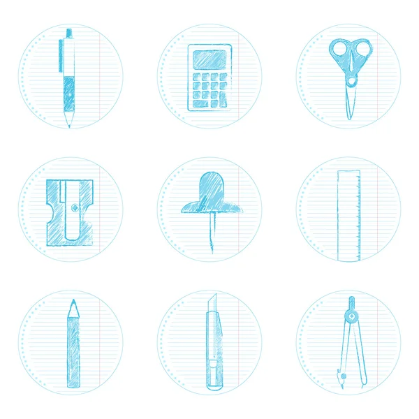 Iconos de papelería — Vector de stock