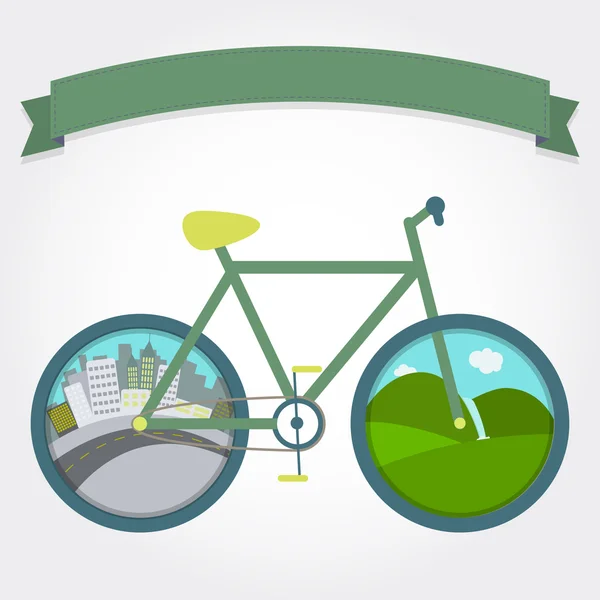 Kerékpár, város vagy mező — Stock Vector