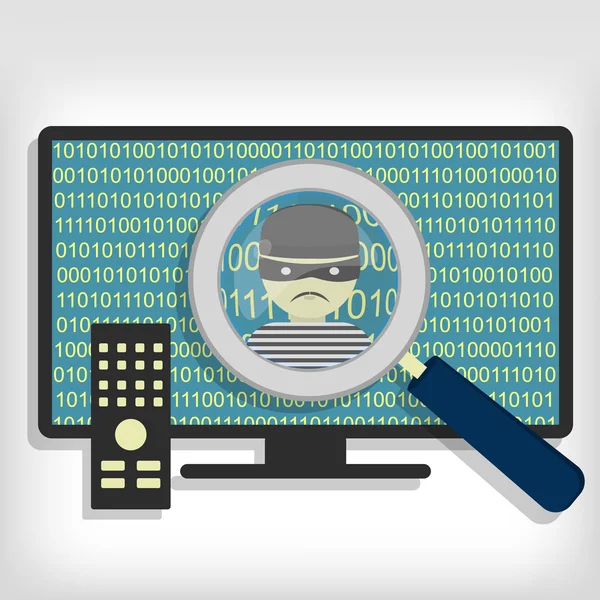 Hacker rilevato su smart tv — Vettoriale Stock