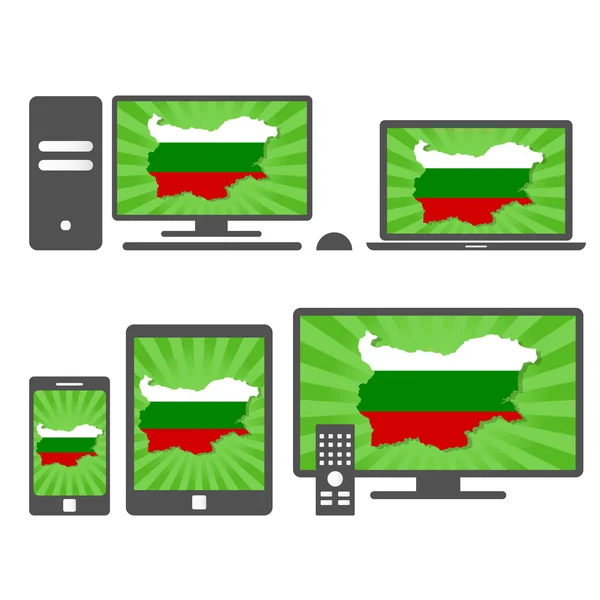 Appareils électroniques avec la carte de La Bulgarie — Image vectorielle