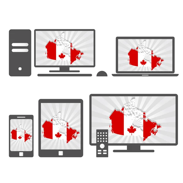 Appareils électroniques avec la carte de Canada — Image vectorielle