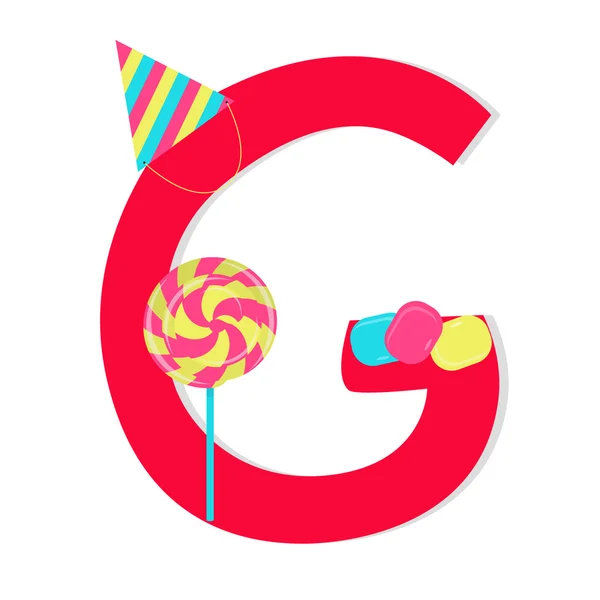 Lettre "g" de l'alphabet stylisé avec des bonbons — Image vectorielle