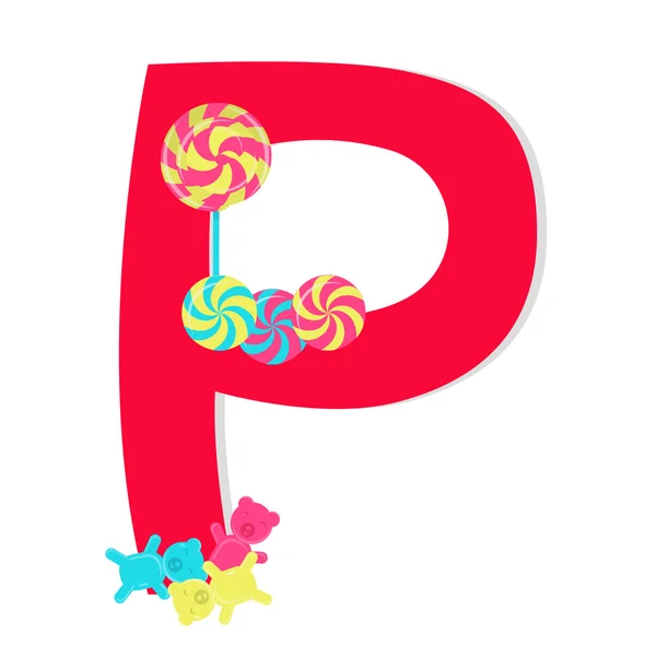 Letter "p" from stylized alphabet with candies — Stock Vector