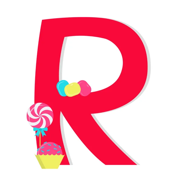 Letter "r from stylized alphabet with candies — Stock Vector