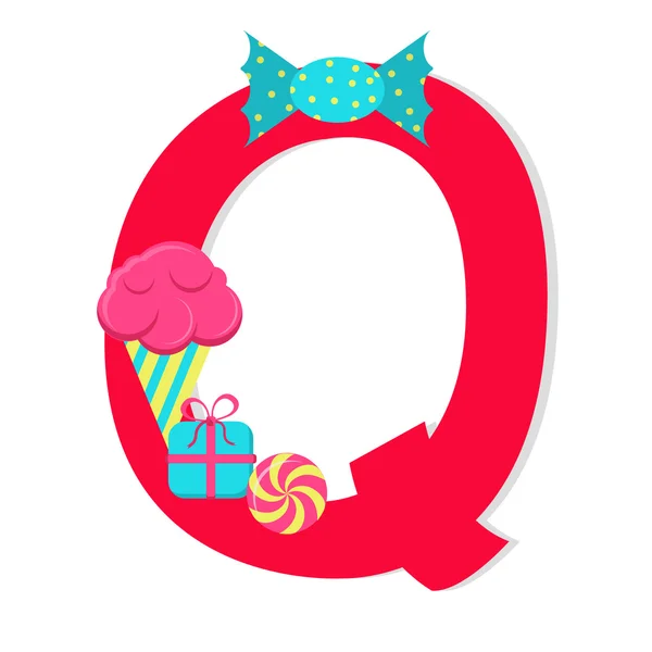 Letter "q from stylized alphabet with candies — Stock Vector