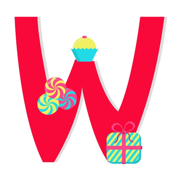 Şekerleri ile stilize alfabesinden "w" harfi — Stok Vektör