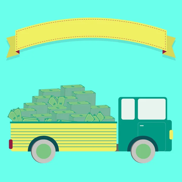Lastbil med pengar — Stock vektor