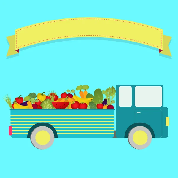 Camion cu recoltă — Vector de stoc