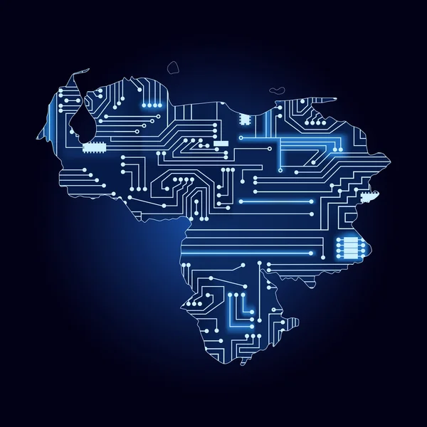 Mapa de Venezuela con circuito electrónico — Archivo Imágenes Vectoriales