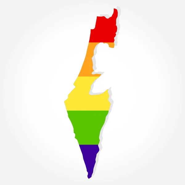 Радужный флаг в контуре Израиля — стоковый вектор