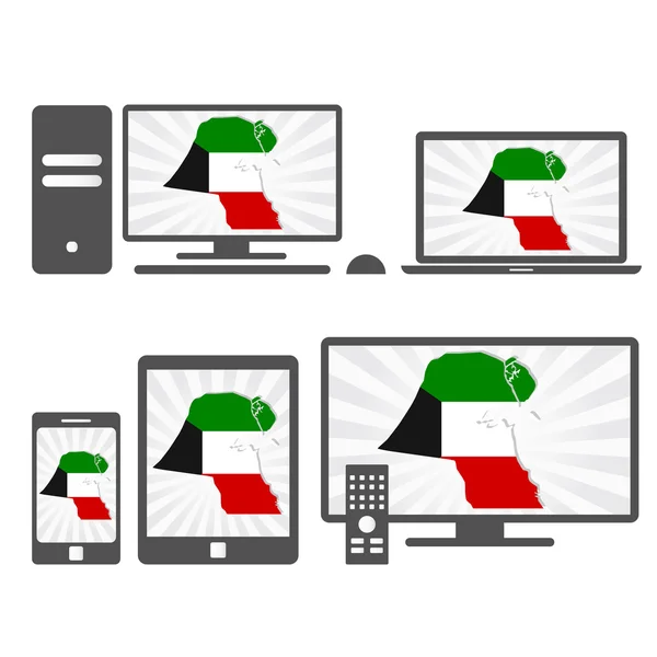 Elektronische apparaten met de kaart van Koeweit — Stockvector