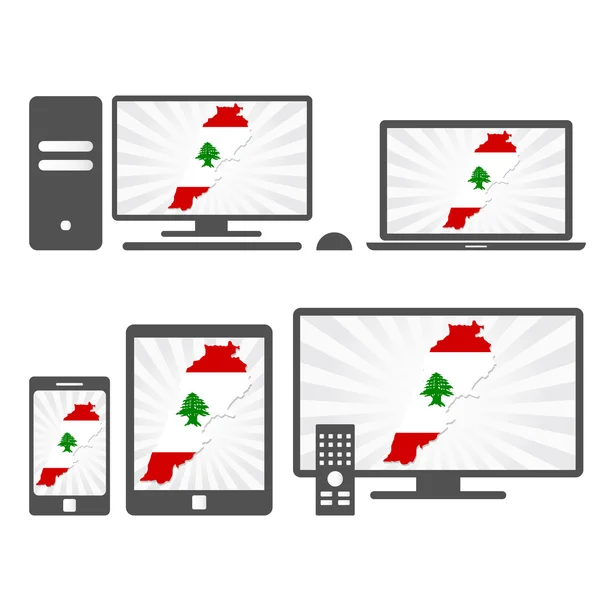 Dispositivos eletrônicos com o mapa de Líbano — Vetor de Stock