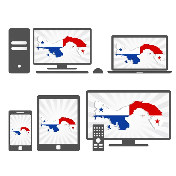 Appareils électroniques avec la carte de Panama — Image vectorielle