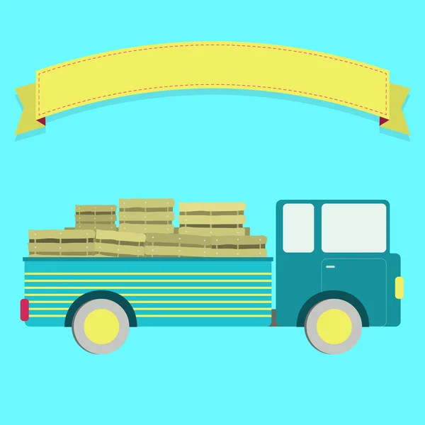 Lastbil med lådor — Stock vektor