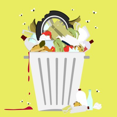 Garbage can full of trash clipart