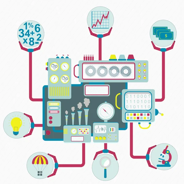 Grippers sosteniendo iconos de negocios — Vector de stock